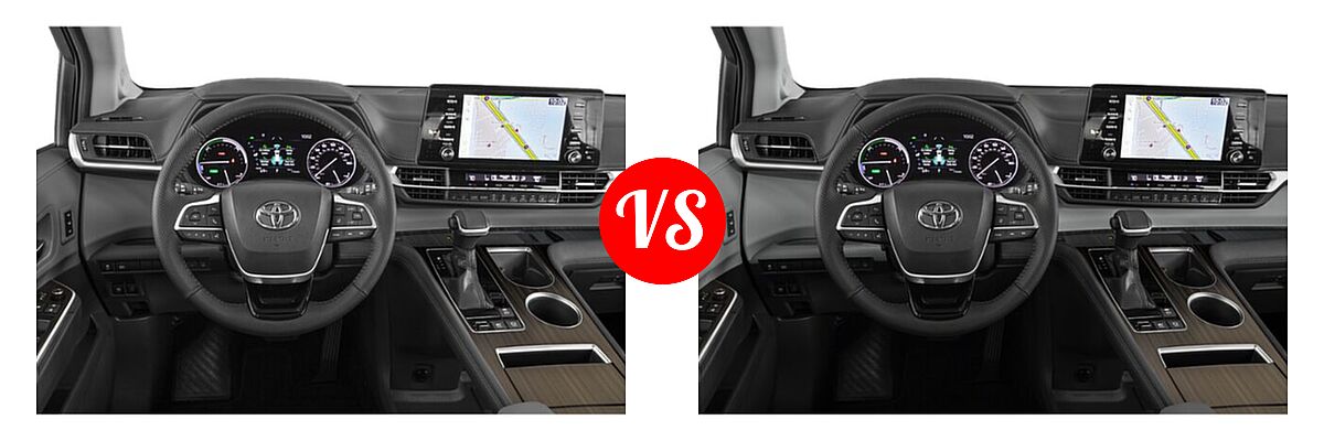 2021 Toyota Sienna Minivan Hybrid Limited vs. 2022 Toyota Sienna Minivan Hybrid Limited - Dashboard Comparison