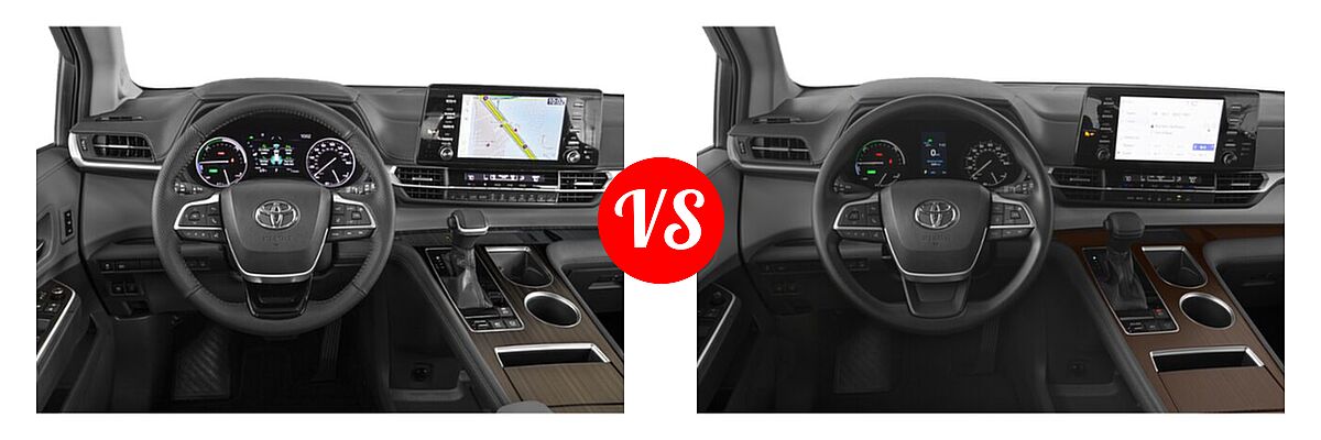 2021 Toyota Sienna Minivan Hybrid Limited vs. 2022 Toyota Sienna Minivan Hybrid LE - Dashboard Comparison