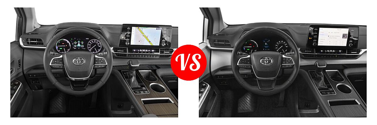 2021 Toyota Sienna Minivan Hybrid Limited vs. 2022 Toyota Sienna Minivan Hybrid XLE - Dashboard Comparison