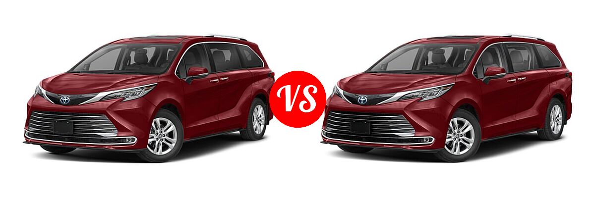 2021 Toyota Sienna Minivan Hybrid Limited vs. 2022 Toyota Sienna Minivan Hybrid Limited - Front Left Comparison