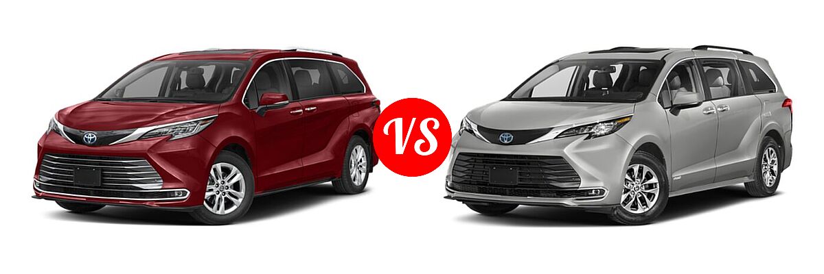 2021 Toyota Sienna Minivan Hybrid Limited vs. 2022 Toyota Sienna Minivan Hybrid XLE - Front Left Comparison