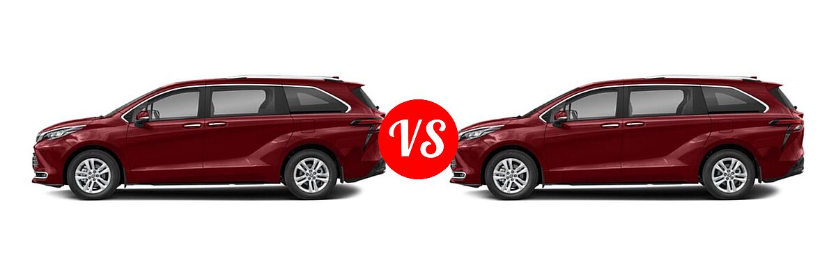 2021 Toyota Sienna Minivan Hybrid Limited vs. 2022 Toyota Sienna Minivan Hybrid Limited - Side Comparison