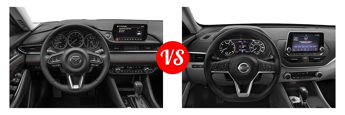 2021 Mazda 6 Sedan Carbon Edition vs. 2021 Nissan Altima Sedan 2.5 S - Dashboard Comparison