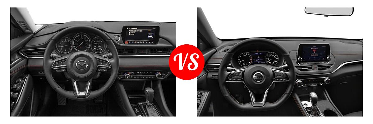 2021 Mazda 6 Sedan Carbon Edition vs. 2021 Nissan Altima Sedan 2.0 SR / 2.5 SR - Dashboard Comparison