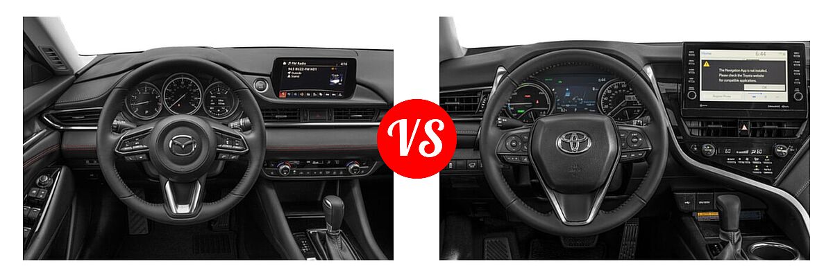 2021 Mazda 6 Sedan Carbon Edition vs. 2021 Toyota Camry Hybrid Sedan Hybrid Hybrid XSE - Dashboard Comparison