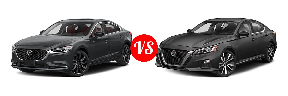 2021 Mazda 6 Sedan Carbon Edition vs. 2021 Nissan Altima Sedan 2.0 SR / 2.5 SR - Front Left Comparison