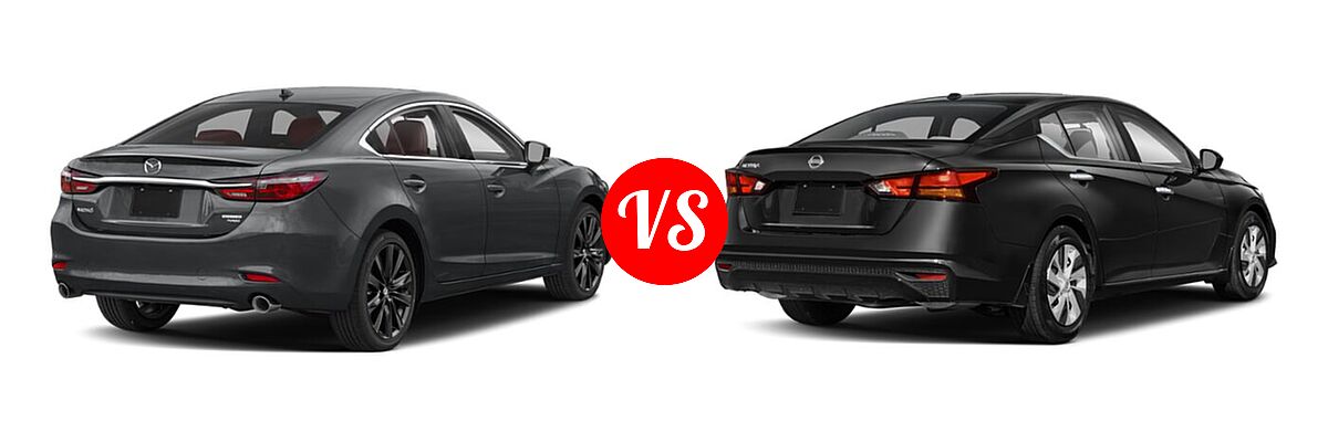 2021 Mazda 6 Sedan Carbon Edition vs. 2021 Nissan Altima Sedan 2.5 S - Rear Right Comparison