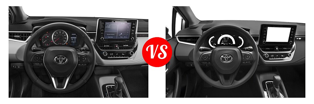 2021 Toyota Corolla Sedan APEX SE vs. 2021 Toyota Corolla Sedan Hybrid Hybrid LE - Dashboard Comparison