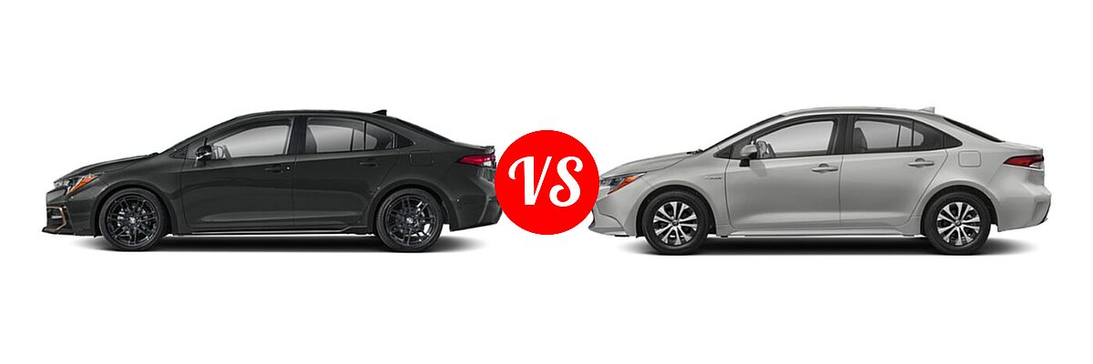 2021 Toyota Corolla Sedan APEX SE vs. 2021 Toyota Corolla Sedan Hybrid Hybrid LE - Side Comparison