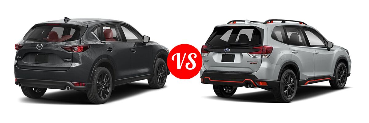 2021 Mazda CX-5 SUV Carbon Edition Turbo vs. 2021 Subaru Forester SUV Sport - Rear Right Comparison