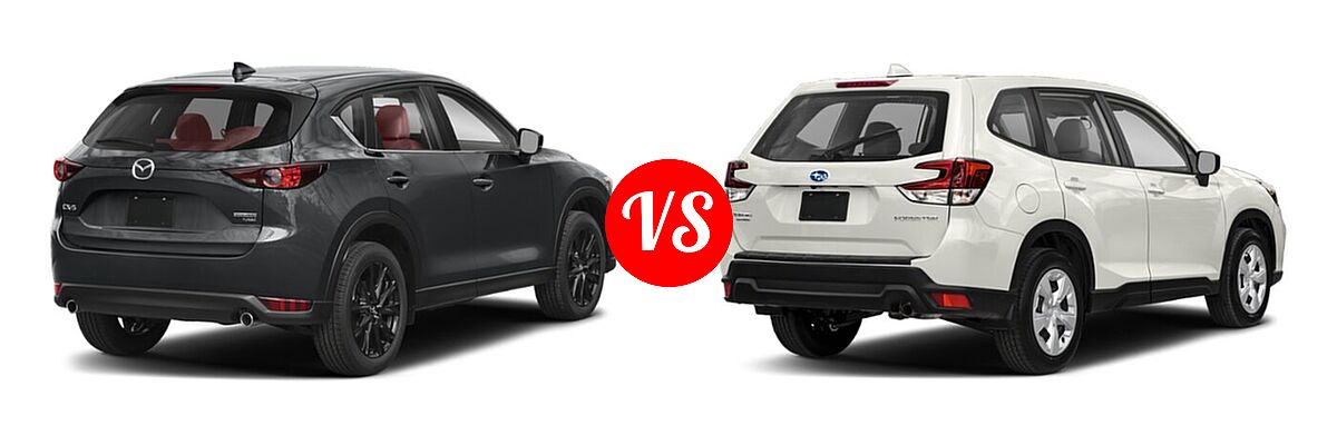 2021 Mazda CX-5 SUV Carbon Edition Turbo vs. 2021 Subaru Forester SUV CVT / Premium - Rear Right Comparison