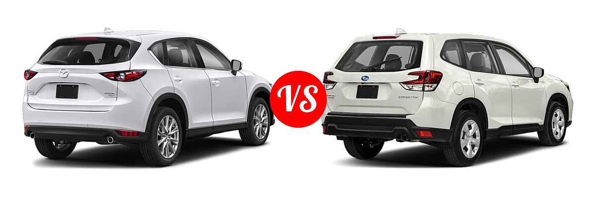 2021 Mazda CX-5 SUV Grand Touring Reserve vs. 2021 Subaru Forester SUV CVT / Premium - Rear Right Comparison
