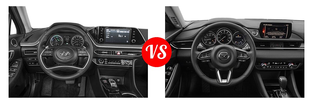 2021 Hyundai Sonata Hybrid Sedan Hybrid SEL vs. 2021 Mazda 6 Sedan Touring - Dashboard Comparison