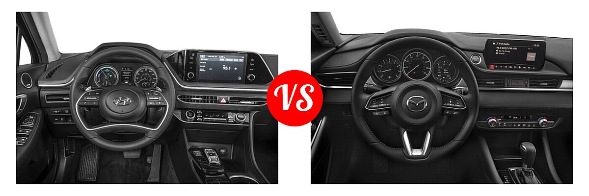 2021 Hyundai Sonata Hybrid Sedan Hybrid SEL vs. 2021 Mazda 6 Sedan Sport - Dashboard Comparison