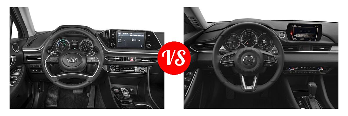 2021 Hyundai Sonata Hybrid Sedan Hybrid SEL vs. 2021 Mazda 6 Sedan Grand Touring - Dashboard Comparison