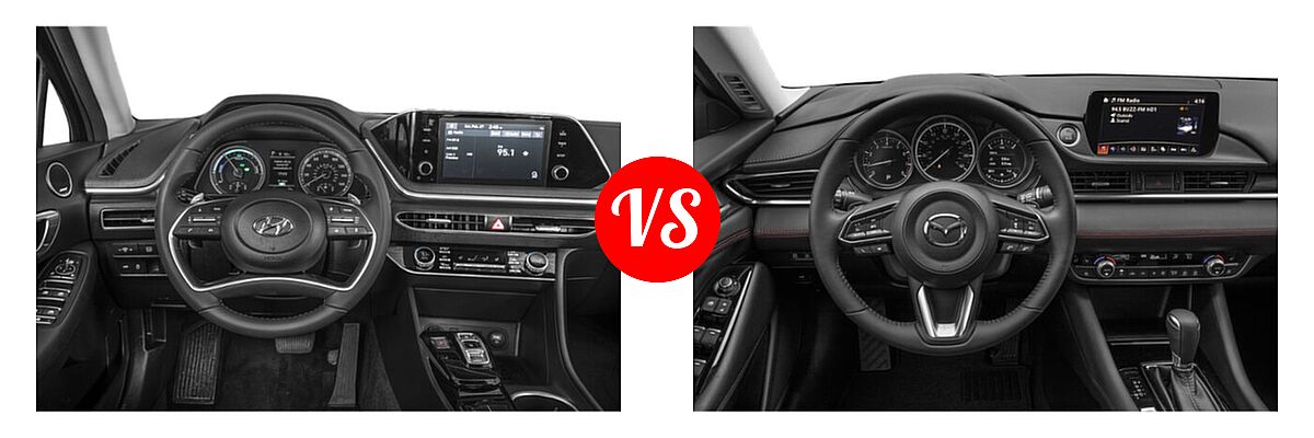 2021 Hyundai Sonata Hybrid Sedan Hybrid SEL vs. 2021 Mazda 6 Sedan Carbon Edition - Dashboard Comparison