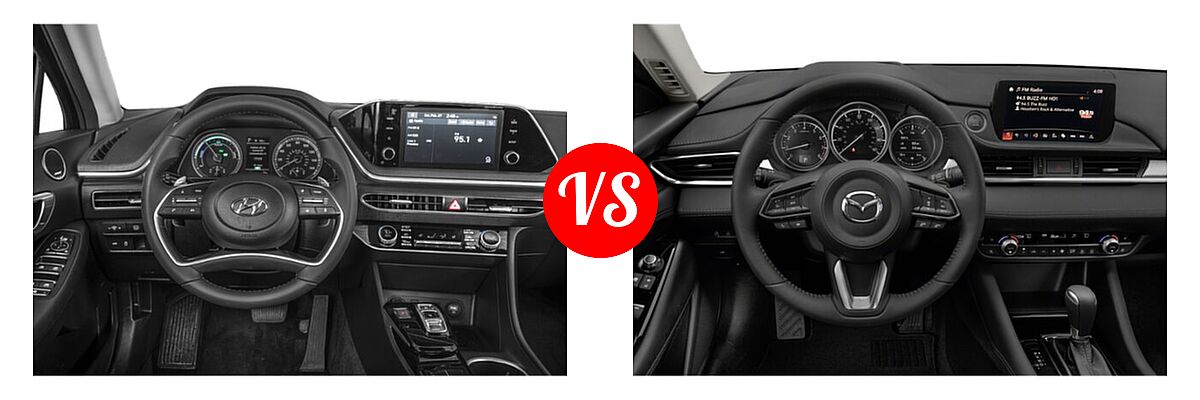 2021 Hyundai Sonata Hybrid Sedan Hybrid SEL vs. 2021 Mazda 6 Sedan Grand Touring Reserve - Dashboard Comparison