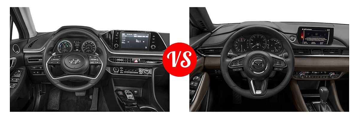 2021 Hyundai Sonata Hybrid Sedan Hybrid SEL vs. 2021 Mazda 6 Sedan Signature - Dashboard Comparison