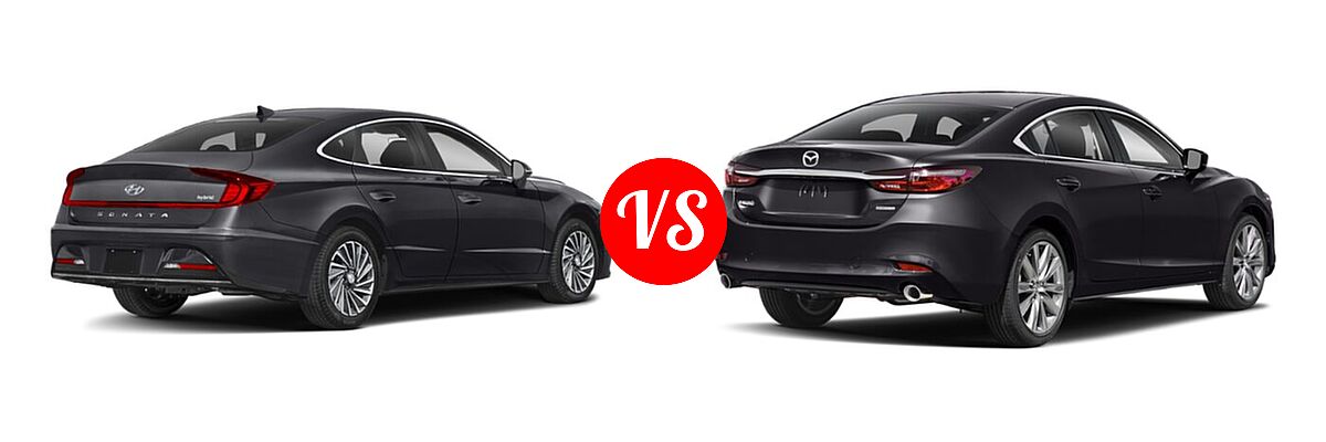 2021 Hyundai Sonata Hybrid Sedan Hybrid SEL vs. 2021 Mazda 6 Sedan Touring - Rear Right Comparison