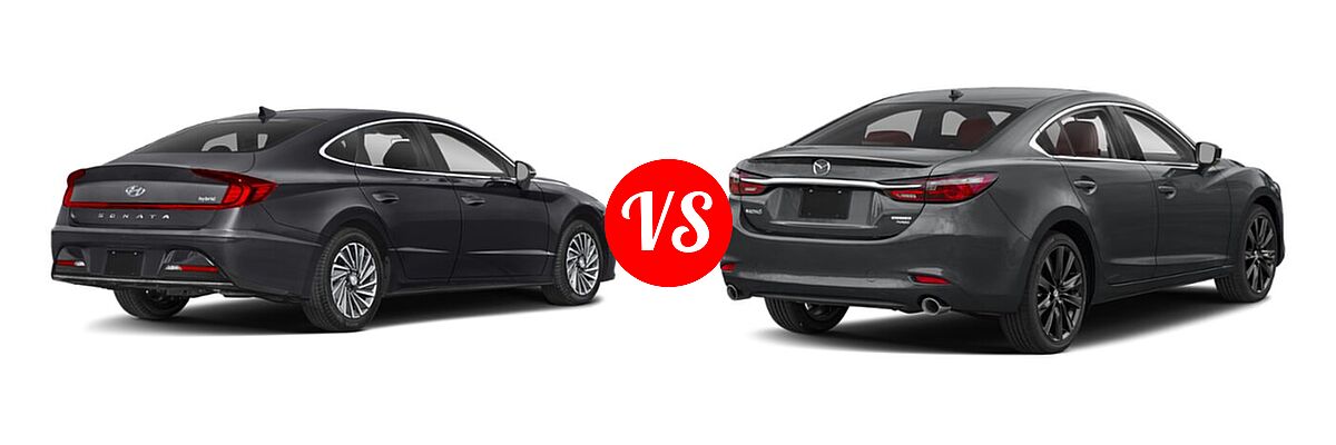2021 Hyundai Sonata Hybrid Sedan Hybrid SEL vs. 2021 Mazda 6 Sedan Carbon Edition - Rear Right Comparison