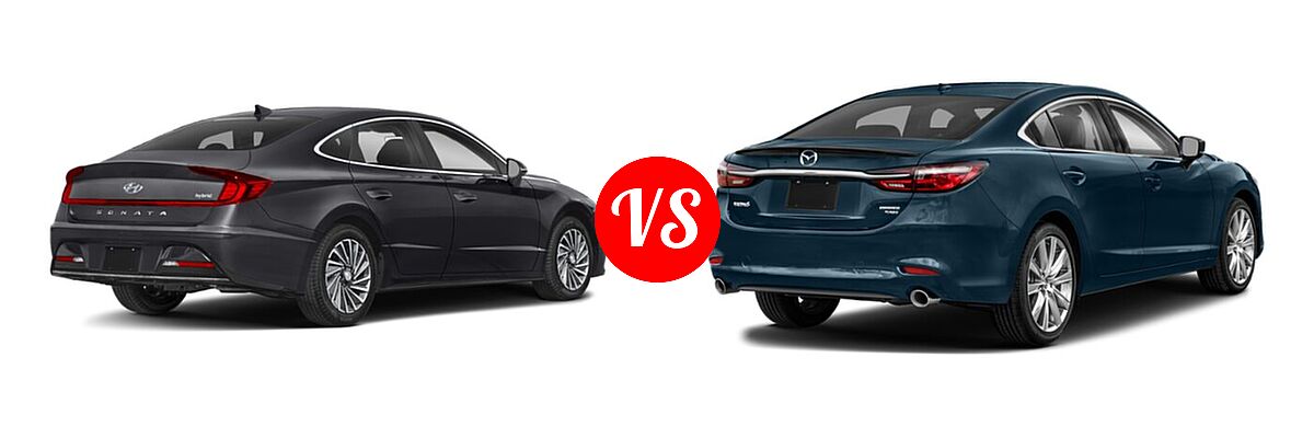2021 Hyundai Sonata Hybrid Sedan Hybrid SEL vs. 2021 Mazda 6 Sedan Grand Touring Reserve - Rear Right Comparison