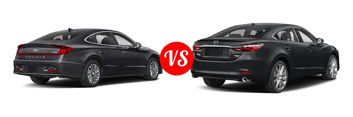 2021 Hyundai Sonata Hybrid Sedan Hybrid SEL vs. 2021 Mazda 6 Sedan Signature - Rear Right Comparison