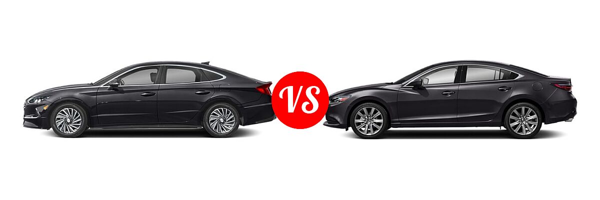 2021 Hyundai Sonata Hybrid Sedan Hybrid SEL vs. 2021 Mazda 6 Sedan Touring - Side Comparison