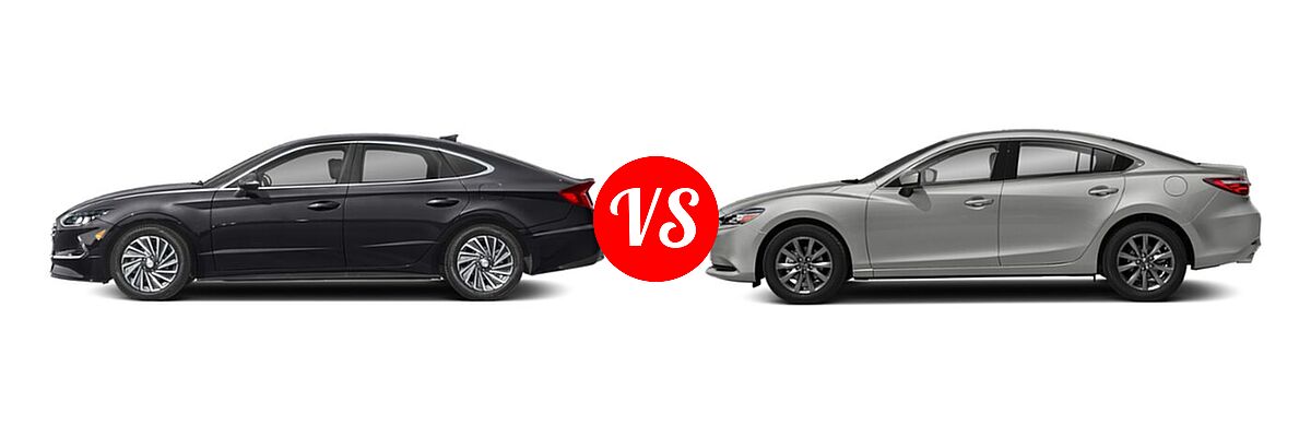 2021 Hyundai Sonata Hybrid Sedan Hybrid SEL vs. 2021 Mazda 6 Sedan Sport - Side Comparison