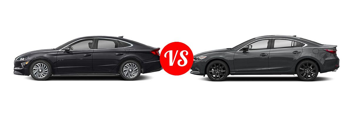 2021 Hyundai Sonata Hybrid Sedan Hybrid SEL vs. 2021 Mazda 6 Sedan Carbon Edition - Side Comparison