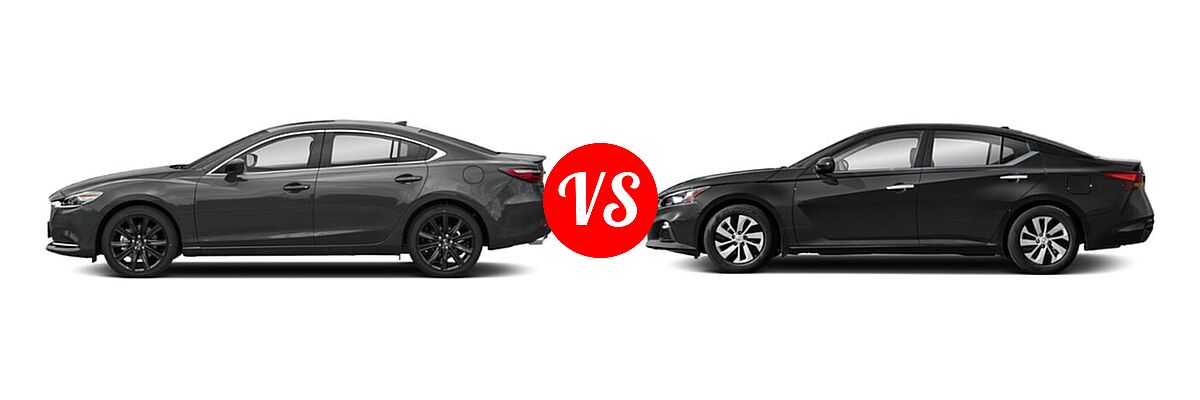 2021 Mazda 6 Sedan Carbon Edition vs. 2021 Nissan Altima Sedan 2.5 S - Side Comparison