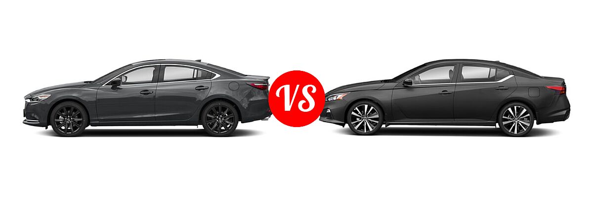 2021 Mazda 6 Sedan Carbon Edition vs. 2021 Nissan Altima Sedan 2.0 SR / 2.5 SR - Side Comparison