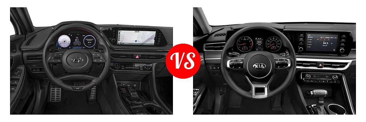 2021 Hyundai Sonata Sedan N Line vs. 2021 Kia K5 Sedan GT / LX / LXS - Dashboard Comparison