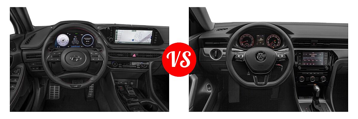 2021 Hyundai Sonata Sedan N Line vs. 2021 Volkswagen Passat Sedan 2.0T S / 2.0T SE - Dashboard Comparison