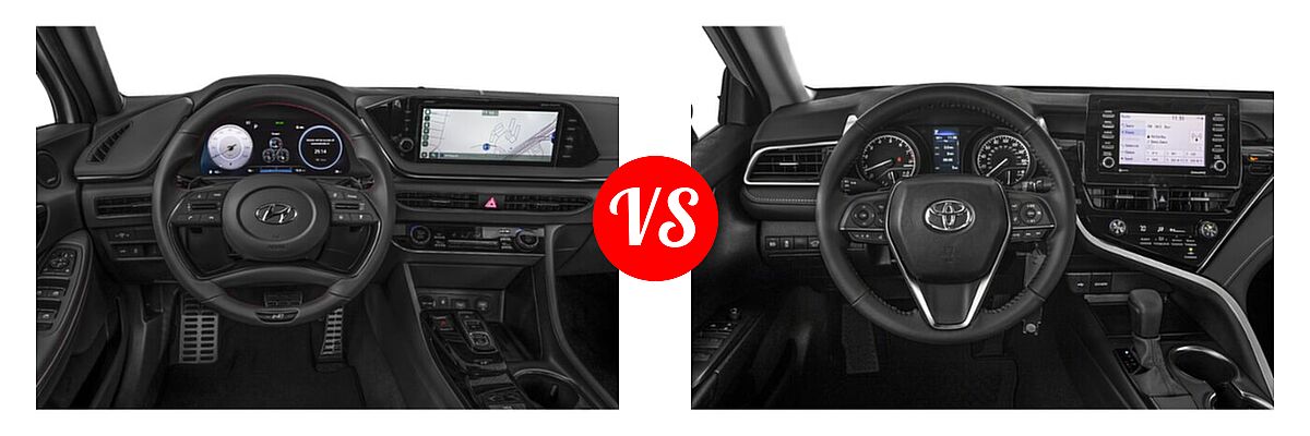 2021 Hyundai Sonata Sedan N Line vs. 2021 Toyota Camry Sedan SE Nightshade - Dashboard Comparison