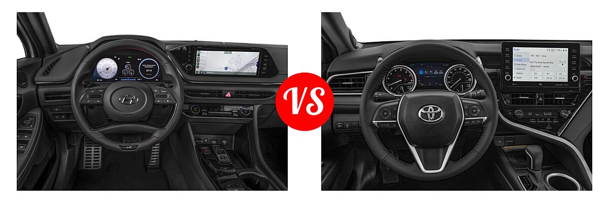 2021 Hyundai Sonata Sedan N Line vs. 2021 Toyota Camry Sedan XLE / XLE V6 - Dashboard Comparison