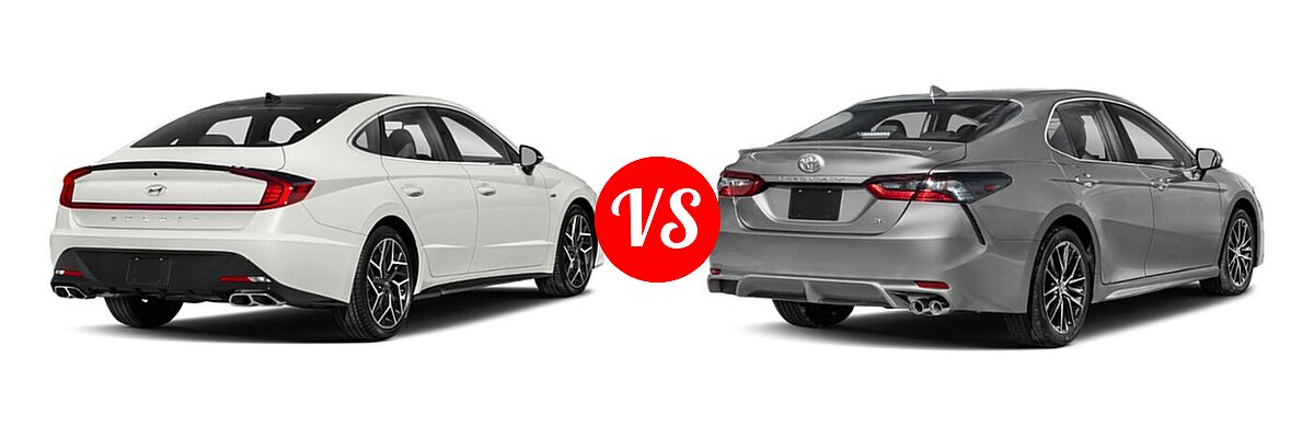 2021 Hyundai Sonata Sedan N Line vs. 2021 Toyota Camry Sedan SE - Rear Right Comparison