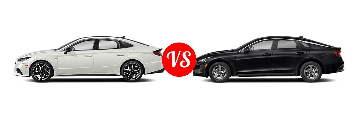 2021 Hyundai Sonata Sedan N Line vs. 2021 Kia K5 Sedan GT / LX / LXS - Side Comparison