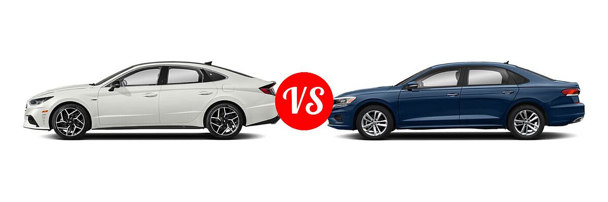 2021 Hyundai Sonata Sedan N Line vs. 2021 Volkswagen Passat Sedan 2.0T R-Line - Side Comparison