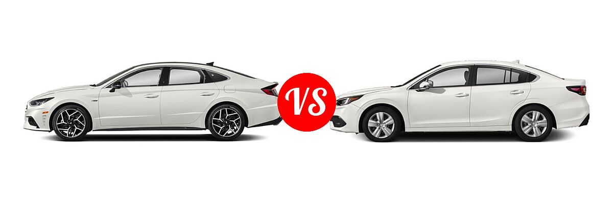 2021 Hyundai Sonata Sedan N Line vs. 2021 Subaru Legacy Sedan CVT / Limited XT / Touring XT - Side Comparison