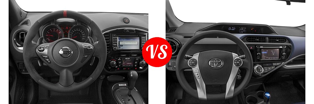 2017 Nissan Juke Hatchback NISMO vs. 2017 Toyota Prius c Hatchback Four / One / Three / Two - Dashboard Comparison