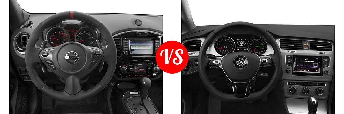 2017 Nissan Juke Hatchback NISMO vs. 2017 Volkswagen Golf Hatchback S / SE / SEL / Wolfsburg Edition - Dashboard Comparison