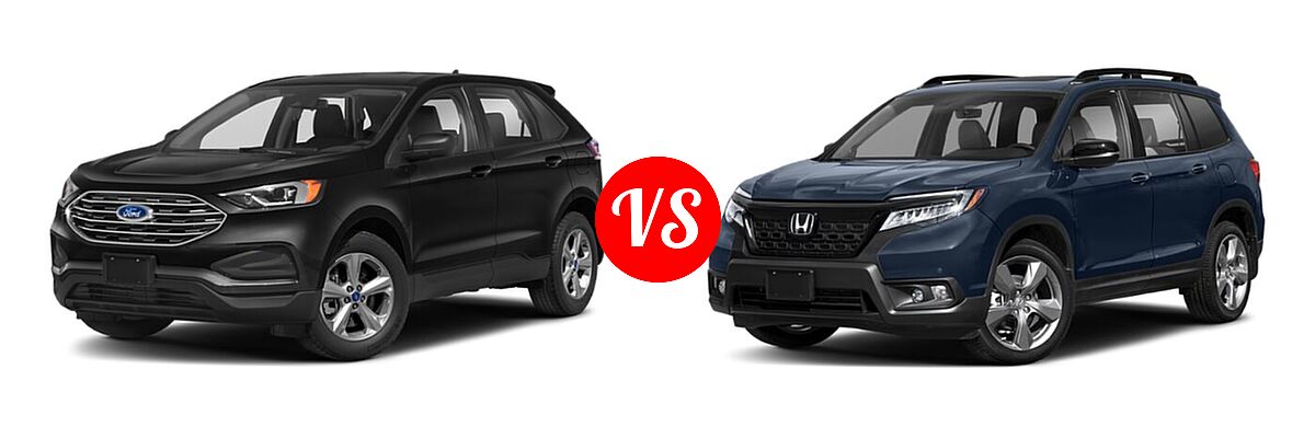 2021 Ford Edge SUV SE / ST / ST-Line vs. 2021 Honda Passport SUV Touring - Front Left Comparison