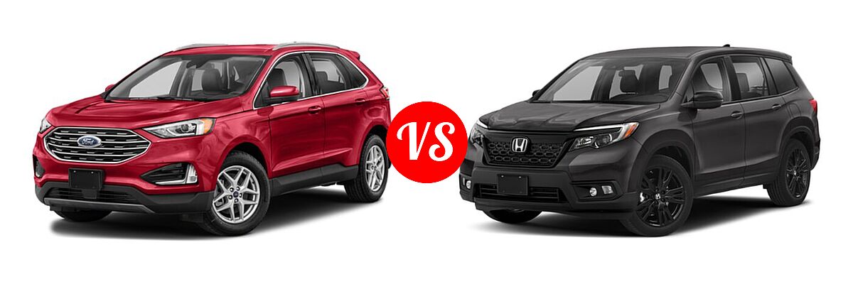2021 Ford Edge SUV SEL / Titanium vs. 2021 Honda Passport SUV Sport - Front Left Comparison
