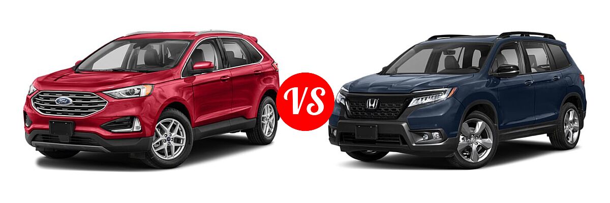 2021 Ford Edge SUV SEL / Titanium vs. 2021 Honda Passport SUV Touring - Front Left Comparison