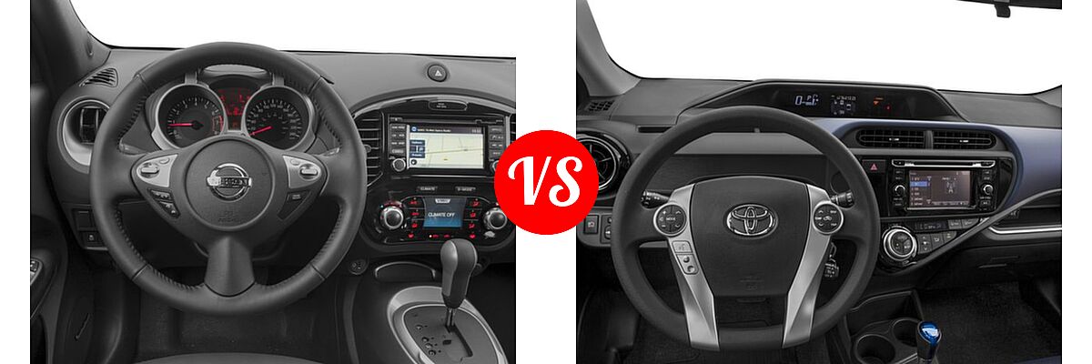 2017 Nissan Juke Hatchback SL vs. 2017 Toyota Prius c Hatchback Four / One / Three / Two - Dashboard Comparison