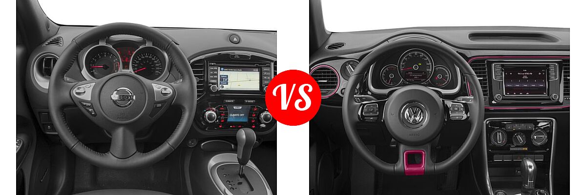 2017 Nissan Juke Hatchback SL vs. 2017 Volkswagen Beetle Hatchback #PinkBeetle - Dashboard Comparison