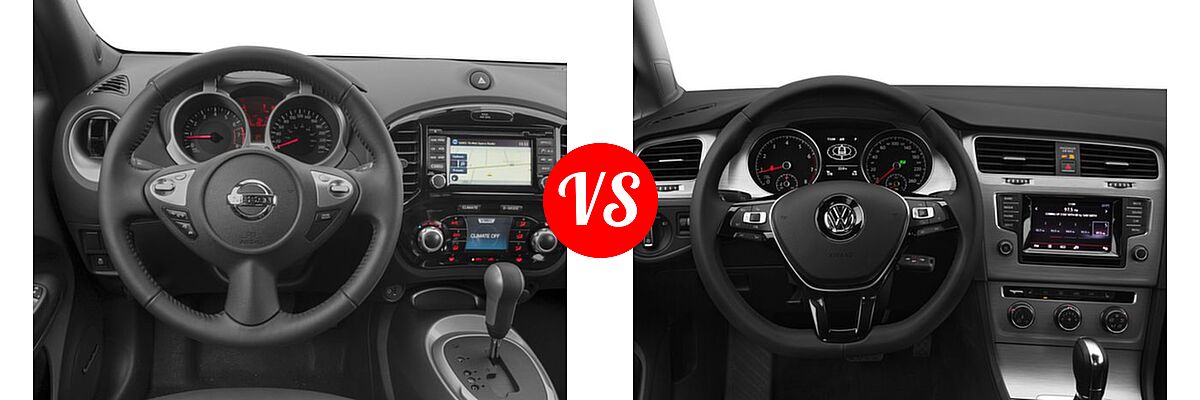 2017 Nissan Juke Hatchback SL vs. 2017 Volkswagen Golf Hatchback S / SE / SEL / Wolfsburg Edition - Dashboard Comparison
