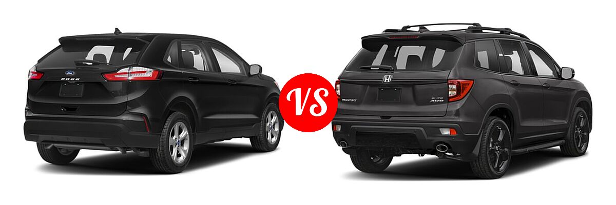 2021 Ford Edge SUV SE / ST / ST-Line vs. 2021 Honda Passport SUV Elite - Rear Right Comparison