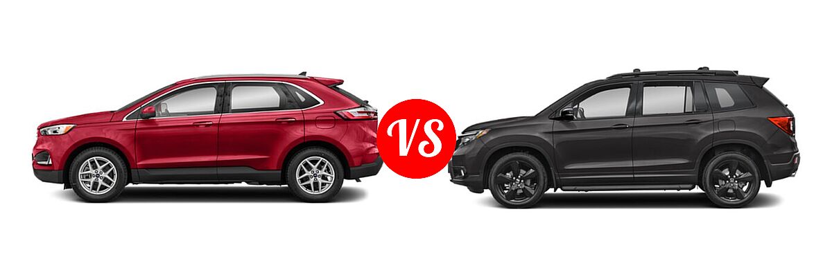 2021 Ford Edge SUV SEL / Titanium vs. 2021 Honda Passport SUV Elite - Side Comparison