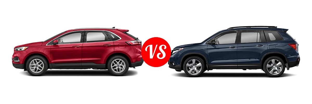 2021 Ford Edge SUV SEL / Titanium vs. 2021 Honda Passport SUV Touring - Side Comparison